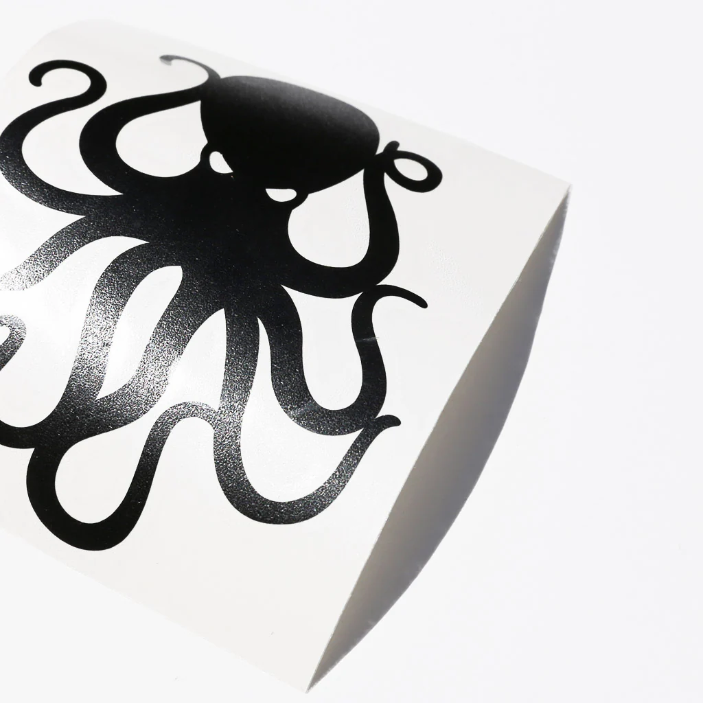 4" Black Vinyl Octopus Sticker - Image 3