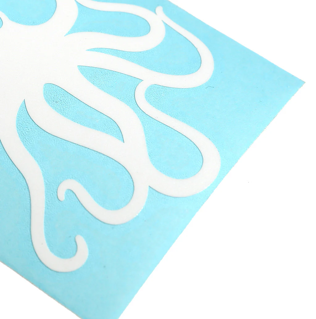 4" White Vinyl Octopus Sticker - Image 3
