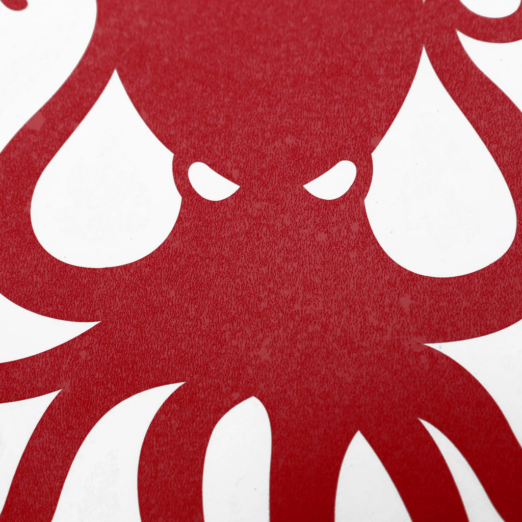 8" Red Vinyl Octopus Sticker - Image 4